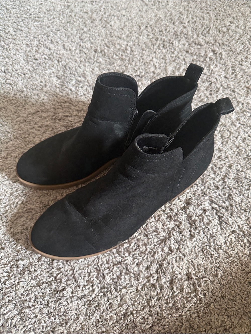 Time and Tru Black Suede Ankle Booties with Side Zip
